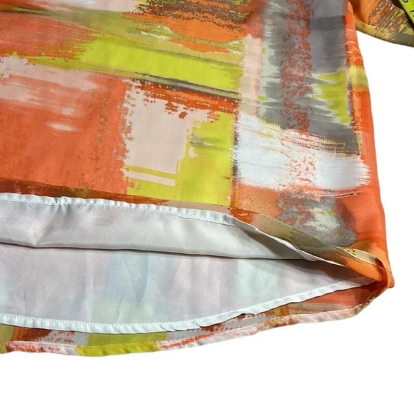 Soft Works 🇨🇦 balloon sleeve blouse,sz LARGE boho ,Multicolor,artsy,semi sheer - Picture 11 of 13